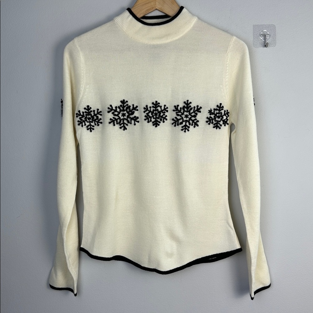 Obermeyer Signature Snowflake Ski Mockneck Sweater Soft Wool Blend Small Winter